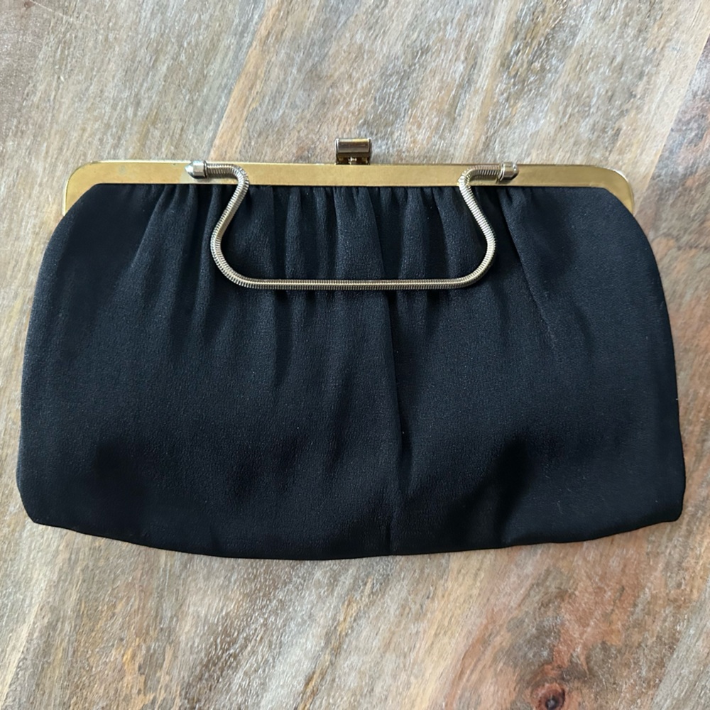 Vintage 1950s Black Clutch Purse